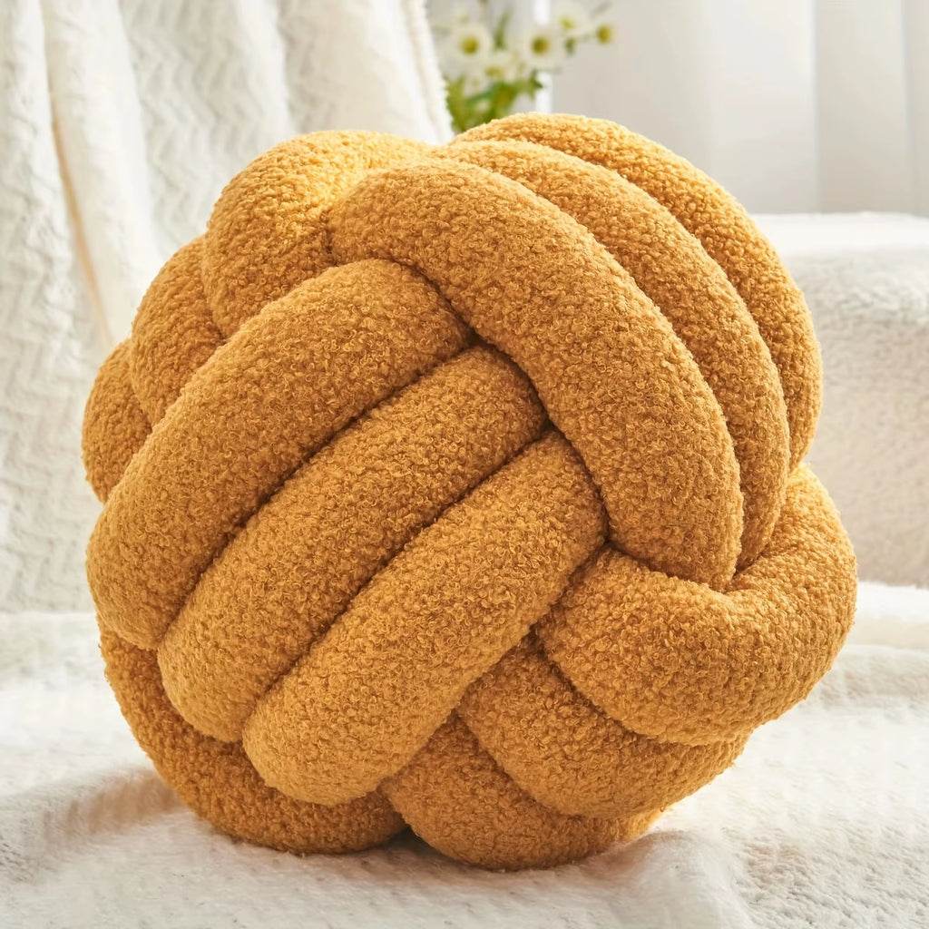 1Pc round Knot Throw Pillow Home Decorative Ball Pillow Soft,Knot Pillow Ball, Knotted Pillow for Living Room Bed Couch Sofa